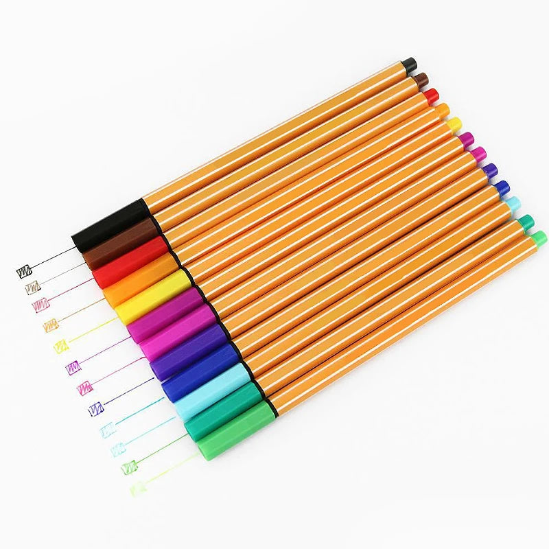12 Colors Fineliner Set Drawing Pen 0.4mm Liner Pens Sketch Lettering Markers