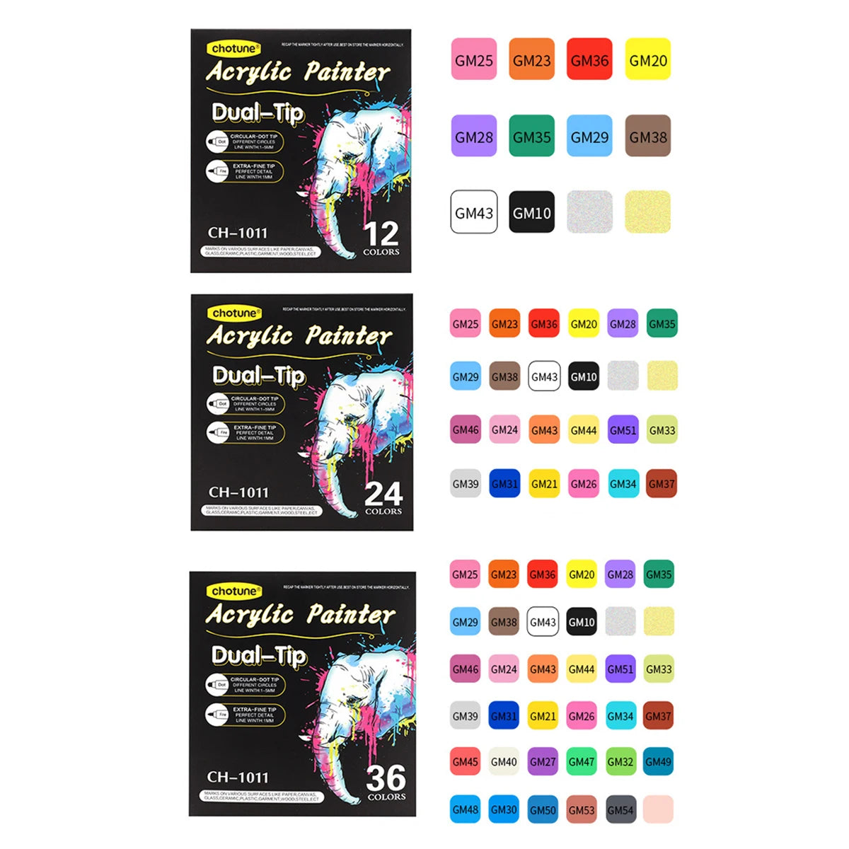 12-36 Colors Double Head Acrylic Markers