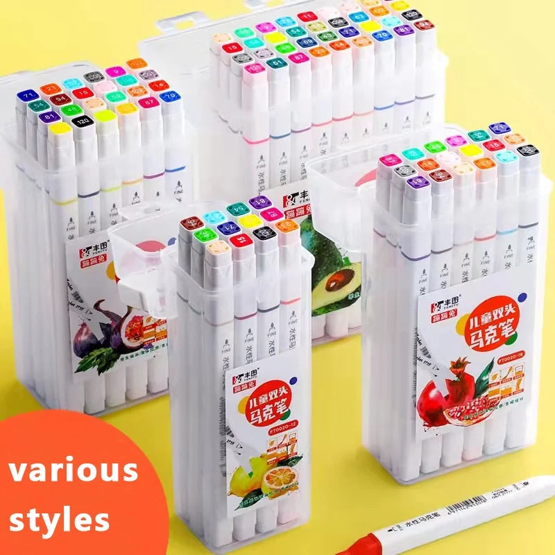 12/18/24/36/48 Highlighter Color Pen Double-Headed Color Marker Art Marker Set Art Stationery School Office Supplies
