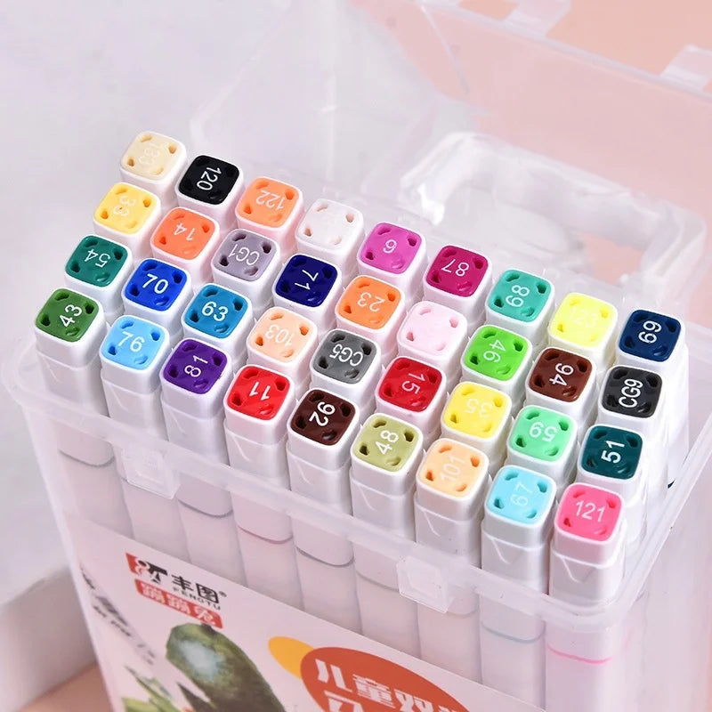 12/18/24/36/48 Highlighter Color Pen Double-Headed Color Marker Art Marker Set Art Stationery School Office Supplies